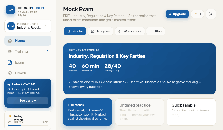 Exam screen